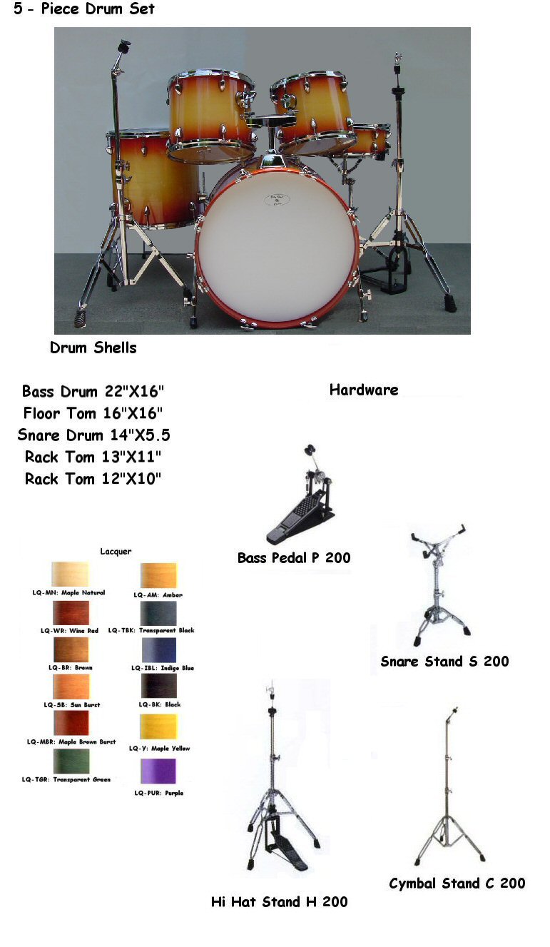  HD 20522 5-piece Sun Burst Drum Kit